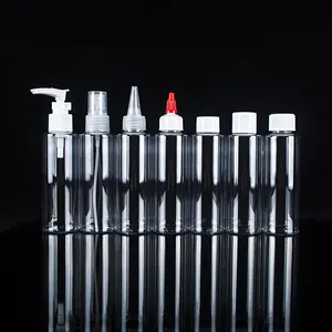 Şeffaf boş PET losyon pompası plastik mermi şişesi için temizleme yağı kozmetik krem