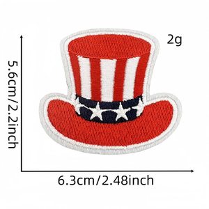 Nuove Toppe Ricamate Termoadesive Stile Stati Uniti per il Giorno dell'Indipendenza USA, Colori Rosso e Blu - Product Image 5