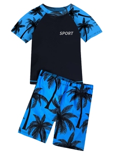 ชุดว่ายน้ำเด็กผู้ชาย 8-16 ปี แบบกำหนดเอง ผู้ผลิตชุดกันแดด เสื้อพร้อมกางเกงขาสั้น ชุดว่ายน้ำสำหรับชายหาด สระว่ายน้ำ วันหยุด ว่ายน้ำ เล่นเซิร์ฟ - Product Image 5