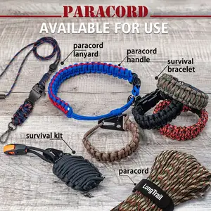 Baiyuheng özelleştirilmiş örgü 7 Strand hayatta kalma paraşüt kordonu 2mm 3mm 4mm 6mm polyester Paracord paraşüt kordon 550 750 lbs naylon halat