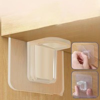 D5583 Support mural adhésif sans perçage pour étagère de placard, pince de fixation transparente en plastique, crochets adhésifs
