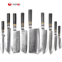 Couteaux de cuisine multi-usages en acier Damas à 67 couches avec manche en bois noir pour restaurant, vente en gros, ensemble de couteaux de cuisine