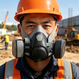 Máscara de Gas Reutilizable de Media Cara, <span class=keywords><strong>con</strong></span> Filtros Dobles, Respirador para Vapores Orgánicos, Químicos, Pintura, Polvo, Protección Industrial - Product Image 6