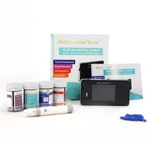 4-in-1 Hemoglobin,Cholesterol,Uric Acid, Glucose Meter Kit Includes Test Strips,Lancets and Pen