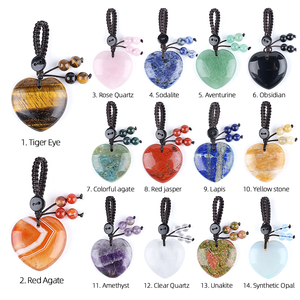 Colgante de Piedra Natural de 30mm en Forma de Corazón, Llavero Tejido, Amatista, <span class=keywords><strong>Cuarzo</strong></span> <span class=keywords><strong>Rosa</strong></span>, Ojo de Tigre, Cristal, Colgante en Forma de Corazón DIY - Product Image 3