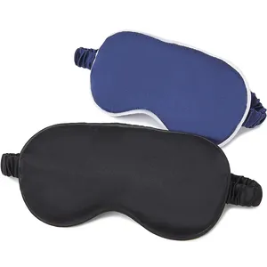 Factory Custom 16mm Soft Silk Satin Fabric Eye Masks Blindfolds Relax Eyepatch For Sleep