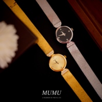 Jam tangan bulat Dial kecil antik berlian emas retro baja niche indah jam tangan kuarsa kristal wanita hadiah kekasih