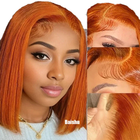 Perruques Bob droites 13*4 en dentelle HD 100% cheveux humains, volumineuses et naturelles pour Brésiliennes et Vietnamiennes, en stock, vente en gros