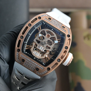 Reloj de lujo con diseño de calavera estilo RM 52-01, caja de titanio con diamantes, movimiento automático mecánico y correa de caucho. - Product Image 6