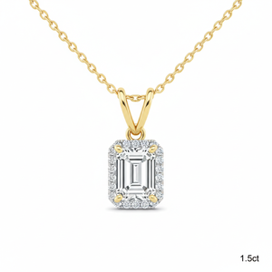 イーストウエスト エメラルドカット ラボグロウンダイヤモンド IGI認定 ネックレス 18Kゴールド ヒドゥンハロー ソリティアペンダント モダンチョーカー - Product Image 4