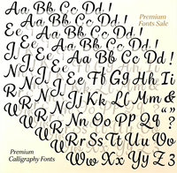 Ensemble de polices de calligraphie élégantes de qualité supérieure, alphabet complet de A à Z, pour invitations de mariage, logo, branding, artisanat, projets de bricolage