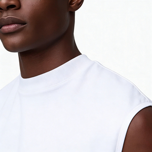 Canotte da Uomo di Lusso Senza Maniche con Collo a Costine, T-shirt Personalizzate in Cotone Organico al 100% per Streetwear - Product Image 3