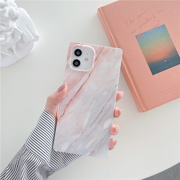 Luxury Girly Fashion Marble Square Phone Case for iPhone 12 11 Pro max