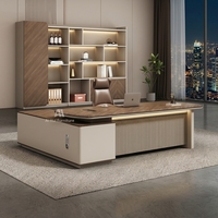 Ensemble de bureau et chaise de direction en forme de L, minimaliste et moderne, avec armoire latérale, personnalisable pour les cadres