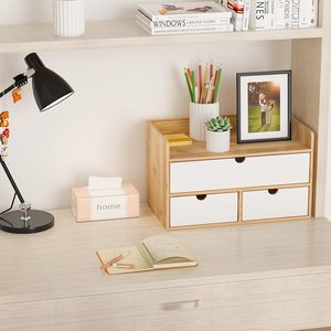 Organisateur de bureau avec tiroirs - Organisateur de bureau en bambou, <span class=keywords><strong>rangement</strong></span> pour bureau, tiroirs en bois, pas d'assemblage requis - Product Image 4