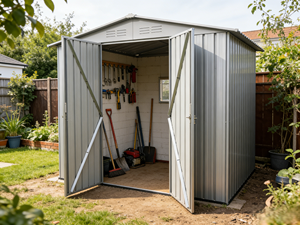 Abri de <span class=keywords><strong>jardin</strong></span> extérieur durable en métal et bois traité sous pression, résistant aux rongeurs, facile à assembler, idéal pour garage - Product Image 1