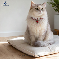 Collier pour chat en strass de cristal avec pendentif cœur, collier scintillant pour chaton avec fermoir mousqueton, collier réglable pour animaux de compagnie