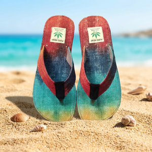 Sandales en chanvre de l'Himalaya fabriquées à la main par des artisans |   Chaussons unisexes durables |   Sandales à lanière unique tissées arc-en-ciel |   Antidérapant - Product Image 1