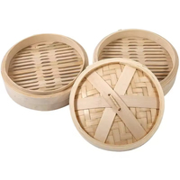 Cuiseur vapeur en bambou écologique chinois avec couvercle, 2 niveaux, capacité 1L, pour usage domestique et professionnel