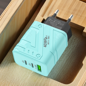 EU tiêu chuẩn 40W gan Chất liệu du lịch USB sạc nhanh đầu 2pd3.0 Giao diện sạc cho iPhone iPad QC3.0 PD giao diện đầy màu sắc - Product Image 5