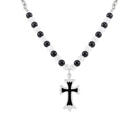 Colliers avec pendentifs en croix noire, perles à personnalité, pour hommes et femmes, en acier inoxydable, nouvelle tendance européenne, livraison gratuite