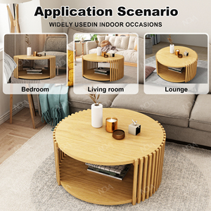 Nouvelle série <span class=keywords><strong>Luka</strong></span> Table basse ronde en bois massif de Style moderne pour la maison meubles de salon loisirs étagère d'extrémité centrale - Product Image 5