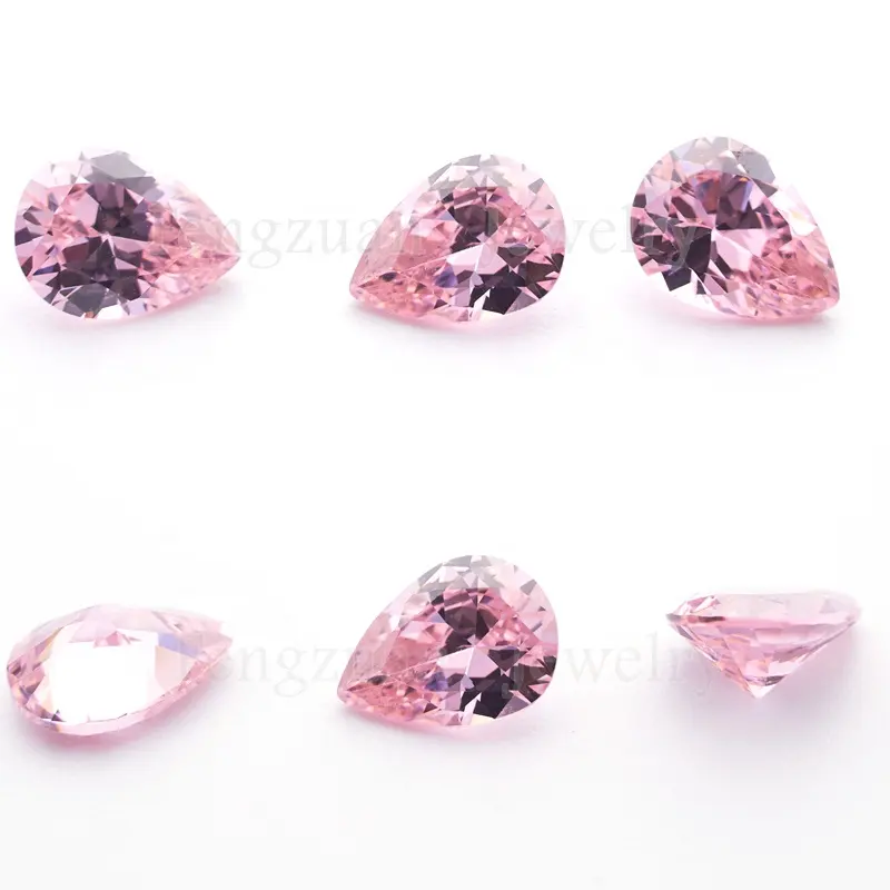 उत्कृष्ट गुणवत्ता 4A कम कीमतों ढीला रत्न 2*4mm-5*7mm गुलाबी रंग सुंदर नाशपाती आकार प्राकृतिक घन zirconia