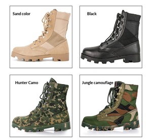 Bottes tactiques de désert unisexes en cuir de vachette, à tige haute, résistantes aux chocs, antidérapantes, avec semelle en caoutchouc pour l'entraînement en plein air - Product Image 1