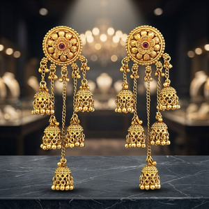 Pendientes Clásicos Antiguos de Latón Hechos a Mano para Mujer, con Cristales de Corte Princesa y Diamantes de Imitación en Forma de Luna, Baño de Oro Mate, Sin Níquel ni Plomo - Product Image 3