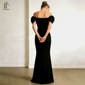 <span class=keywords><strong>Vestido</strong></span> de Gala Largo sin Mangas para Mujer, Marca de Ropa Personalizada, Cuello Alto, Diseño Floral, Elegante - Product Image 2
