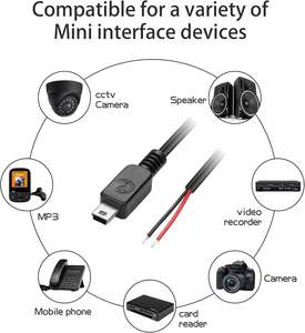 Haute qualité OEM 5V 3A USB2.0 Mini prise mâle USB 5P pour ouvrir 2 broches fils nus câble de Charge d'alimentation câble d'extension à extrémité ouverte en queue de cochon - Product Image 6