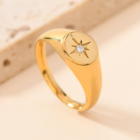 Bague en diamant étoile ovale en acier inoxydable pour femme-Design à la mode et minimaliste