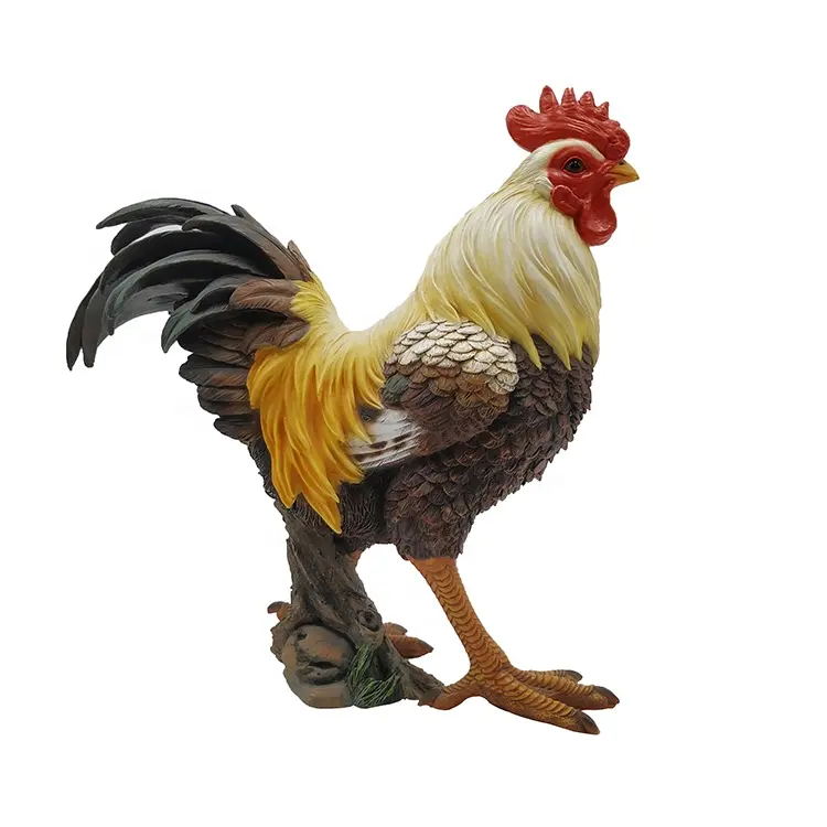 เรซินขายส่งรูปปั้นไก่กลางแจ้งไก่,การออกแบบที่กำหนดเองที่สมจริง Polyresin ประติมากรรม Rooste R$
