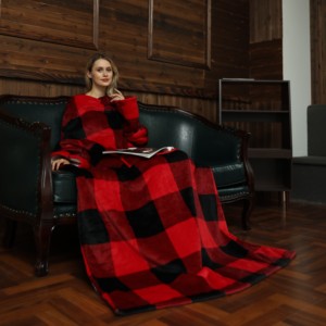 Luz peso de TV manta de tiro con mangas <span class=keywords><strong>Pie</strong></span> de bolsillo para los hombres las mujeres Sherpa Manta con mangas - Product Image 1