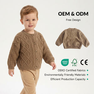 Cardigan en tricot pour bébé garçon nouveau-né avec logo personnalisé, manteau en tricot pour nourrisson, <span class=keywords><strong>pull</strong></span> uni pour enfant fille - Product Image 1