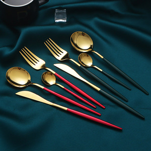 Stainless Steel Cutlery Set 410 Portugal Rectangular Solid Color Durable Party Dinnerware - Product Image 1
