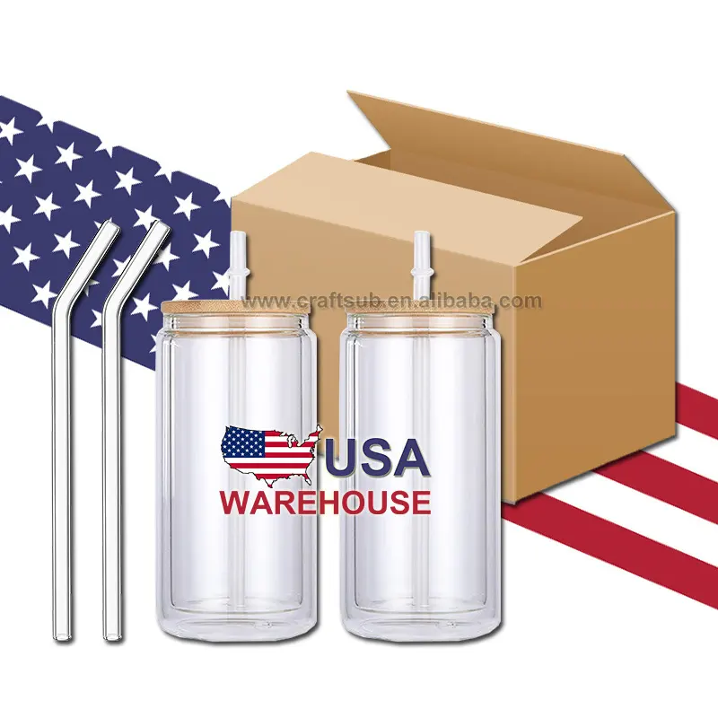 Usa Magazijn 16 Oz 16 Oz Voorgeboorde Dubbele Muur Blanco Sublimatie Tumbler Cup Mok Sneeuwbol Sneeuwbol Bierglas Kan Met Gat