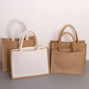 Großhandel Plain Large Natural Eco Friendly Sac kleinen Jute Shopping Einkaufstasche