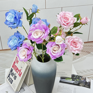 4 Têtes Diamant Rose Fleur Artificielle Mur Décoratif pour Mariage et la Saint-Valentin Affichage Guidé Routier - Product Image 3