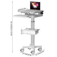 Support dentaire pour ordinateur portable chariot tiroir clavier plateau de qualité médicale ABS + alliage d'aluminium 4 roues de frein silencieuses Design moderne Salon de beauté