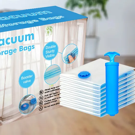 vacuum compression bag transparent clothing storage plastic bags home finishing travel sealing bag set