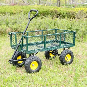 Stahl Utility Wagon Garten wagen mit abnehmbaren Seiten Outdoor 41 Zoll 550lbs Mesh Stahl mit Reifen Dumping Lawn Yard Utility Cart