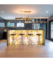 Conception de comptoir de bar à vin à surface solide en pierre d'onyx contemporaine rétroéclairée