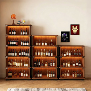 Vitrine à vin vintage en verre, bibliothèque polyvalente pour salon, idéale pour les figurines et les objets de collection en boîte mystère - Product Image 3