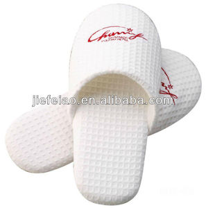 Zapatillas de <span class=keywords><strong>hotel</strong></span> de algodón blanco con precio al por mayor, Zapatillas de terciopelo denso desechables ecológicas con logotipo azul personalizado para hoteles - Product Image 5