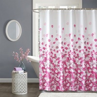 Rideau de douche en polyester imperméable à impression numérique, style moderne minimaliste, petites feuilles – Nouveauté !