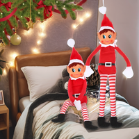 Poupée de Noël en peluche, elfe pliable avec chapeau, pour décoration de table de Noël, vente en gros