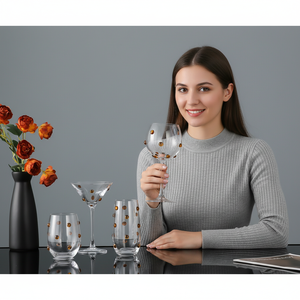 Ensemble de verres <span class=keywords><strong>à</strong></span> champagne décoratifs en ambre brun <span class=keywords><strong>à</strong></span> points 3D <span class=keywords><strong>à</strong></span> <span class=keywords><strong>pied</strong></span> haut pour un usage quotidien et pour les fêtes - Product Image 3