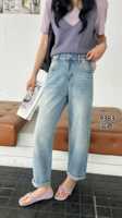Pantalones Vaqueros Anchos de Mujer Estilo Retro a la Moda, Talla Grande, Lavado Desgastado, Cintura Elástica, Ajuste Holgado, Pierna Ancha, Precio al por Mayor