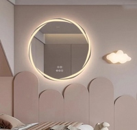 Miroir LED tactile à bords irréguliers, lumière multicolore réglable, design Art Déco mural pour la décoration de mariage et de la maison